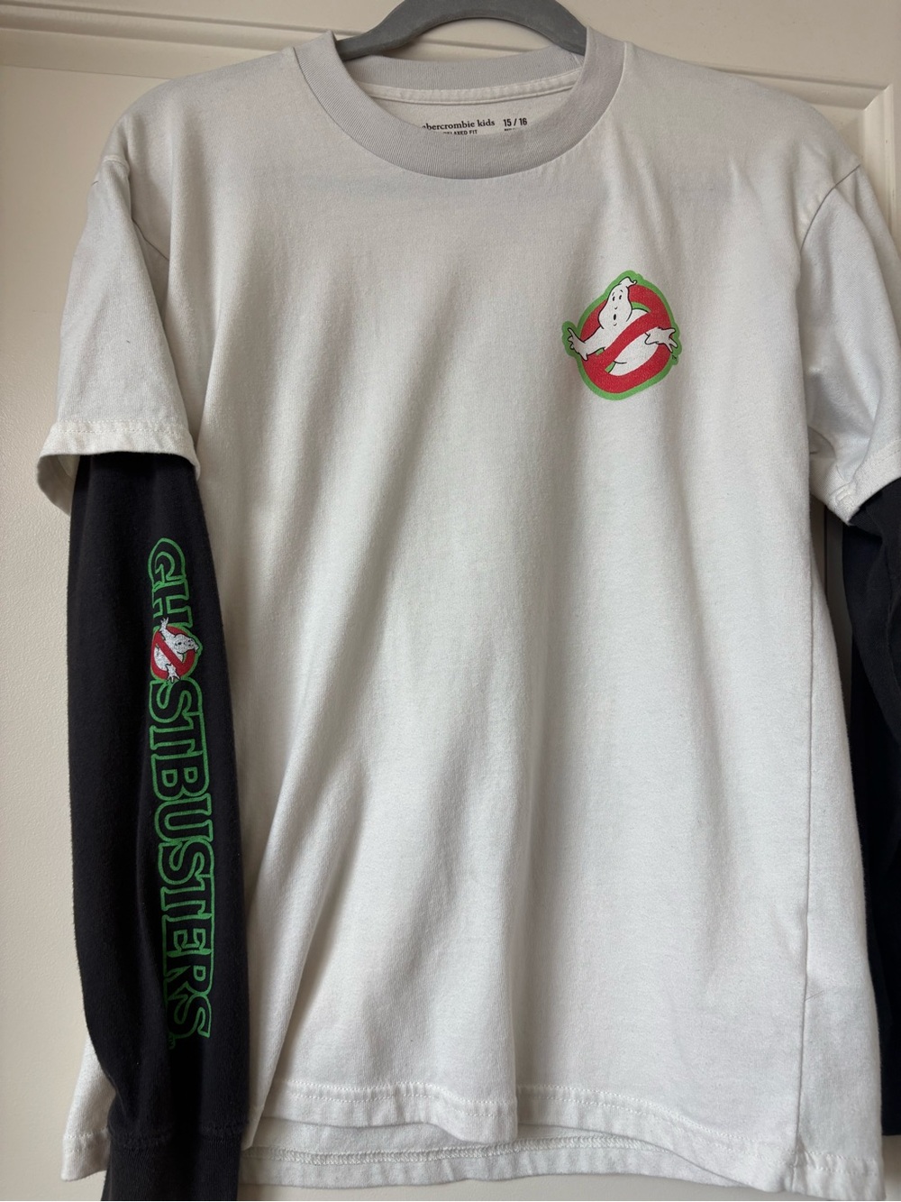 abercrombie kids White & Black Ghostbusters Layered Long Sleeve Tee